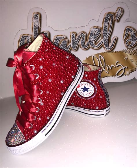 Womens Red Bling Converse All Star Chuck Taylor Sneakers Etsy