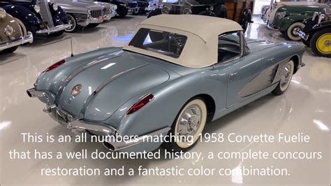1958 Corvette Fuel Injection 4 Speed Concours Restoration Numbers