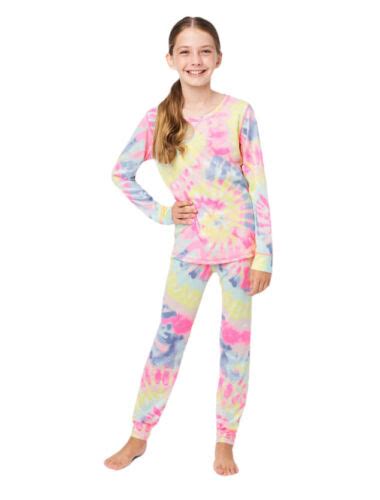 Justice Girls Pink Pajamas Tie Dye 2 Piece Set Top And Pants Comfy Size
