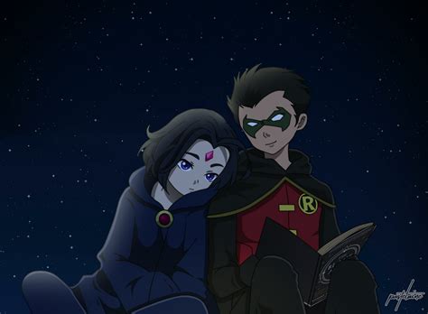Teen Titans Raven X Robin By Pastelaine Art On Deviantart