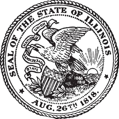 Vintage Illustration Of The 1818 Seal Of The State Of Illinois Vector