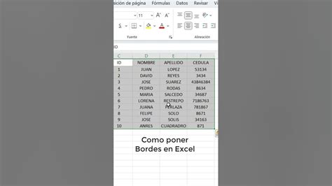 Como Poner Bordes En Excel En Base Datos En Excel 🌐 👉 Youtube