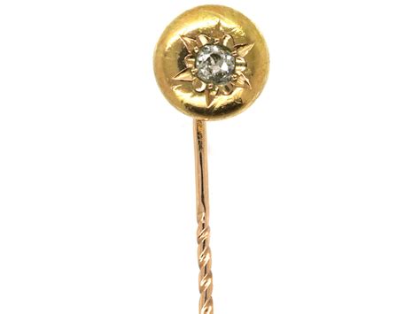 Victorian 18ct Gold And Diamond Round Tie Pin The Antique Jewellery Company