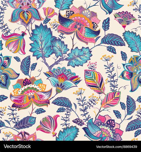 Bright Seamless Pattern In Paisley Style Vector Image