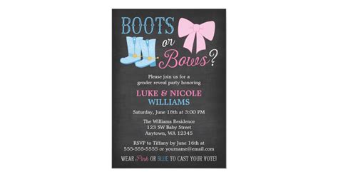 Boots Or Bows Gender Reveal Party Baby Shower Invitation