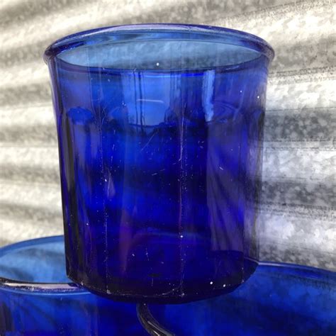 Vintage French Cobalt Blue 10 Panel Short Tumbler Glasses Set Of 9 Chairish