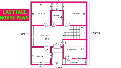 31x35 East Facing House Plan 2 Bhk East Face House Plan Youtube