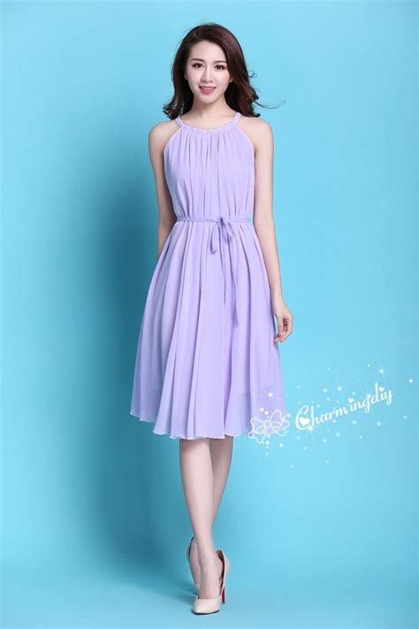 110 Colors Chiffon Light Purple Knee Dress Party Dress Etsy Purple