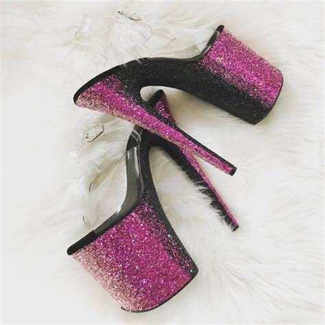 Pink And Black Ombré Glitter Heels Custom Pole Dance Etsy Dance