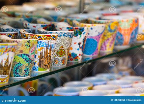 Traditional Spanish Decorated Mosaic Souvenirs For Sale In Barcelona