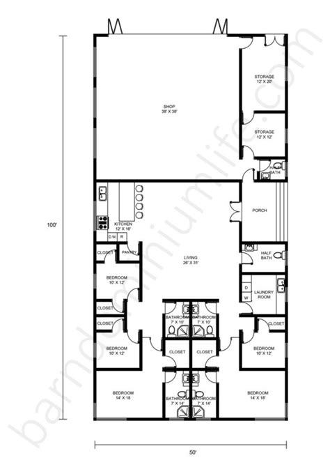 50x100 Barndominium Floor Plans With Shop Wibe Blog