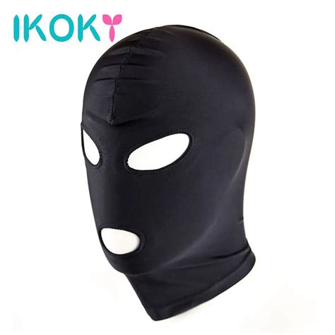 Ikoky Sexy Head Mask Slave Erotic Toys Sm Bondage Restraint Hood Mask Black Adult Games Sex
