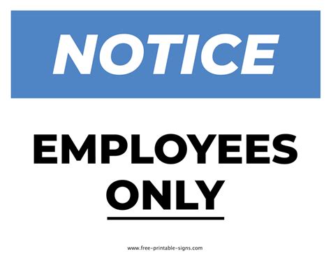 Printable Employees Only Sign Free Printable Signs