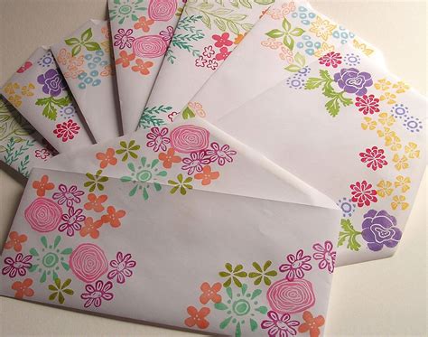 Stamped Envelope Use Markers To Color The Flowers On The Rubber Stamp
