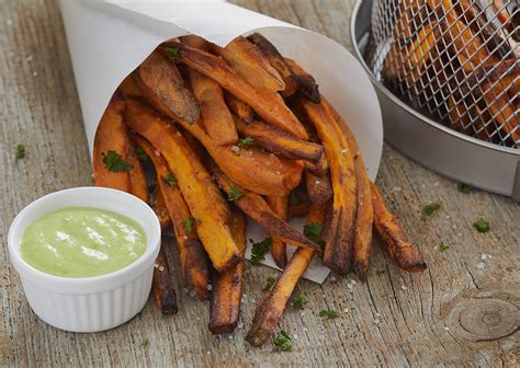 The air fryer will give the potatoes a nice crisp outside and the inside will remain soft and scrumptious. Air Fryer Sweet Potato Fries Recipe | George Foreman