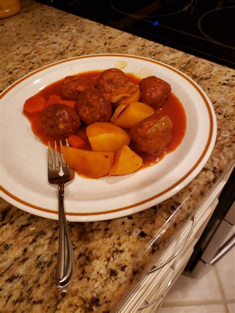 This meatball stew is known as ras asfour in the middle east. Crock Pot Meatball Stew | Just A Pinch Recipes