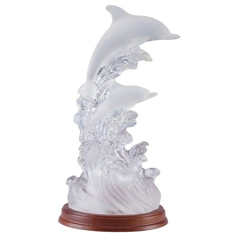 Lighted Dolphin Figurine Artistic Frosted Dolphin Figurine Features A