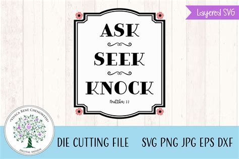 Ask Seek Knock Matthew 7 Bible Verse Svg Graphic By Vrc Digital Design