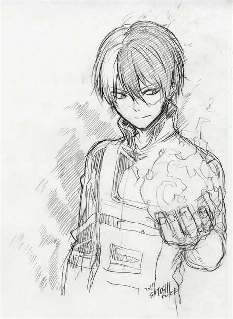 Boku No Hero Academia Todoroki Shouto Anime Sketch Hero Anime