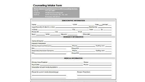 Free 9 Sample Counseling Intake Forms In Pdf Ms Word Counseling Forms Counseling Social