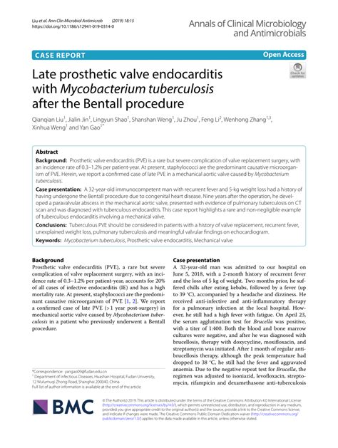 Pdf Late Prosthetic Valve Endocarditis With Mycobacterium