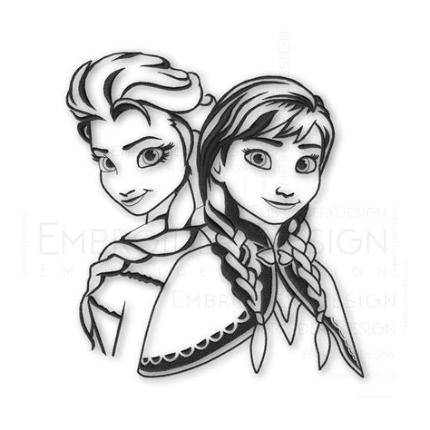 Frozen Princess Anna And Elsa Embroidery Machine Design File Etsy