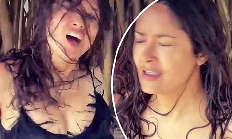 Salma Hayek Shakes Herself Dry After Dip In Low Cut Swimsuit Flipboard