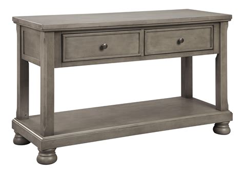 2 Drawer Wooden Console Table With Bun Feet And Open Bottom Shelf Gray