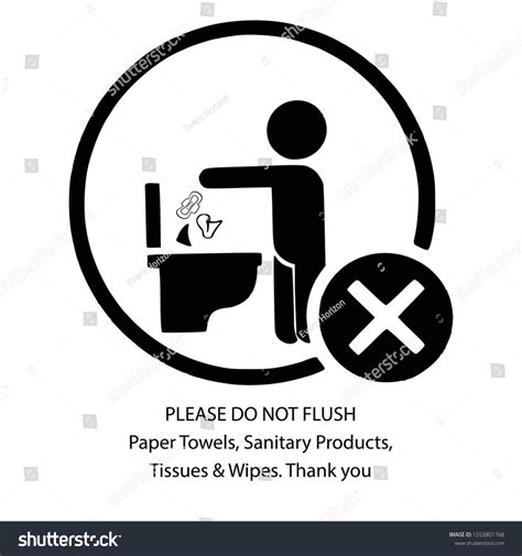 Please Do Not Flush Paper Towels เวกเตอร์สต็อก ปลอดค่าลิขสิทธิ์