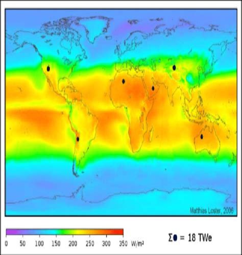 Annual Average Solar Irradiance Distribution Over The Surface Of The