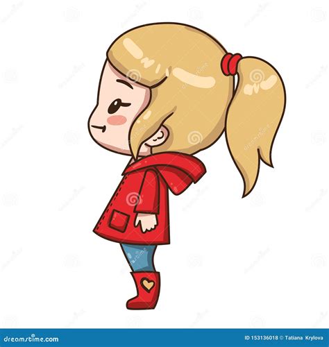 Cartoon Little Girl With Ponytail Stock Vector Illustration Of