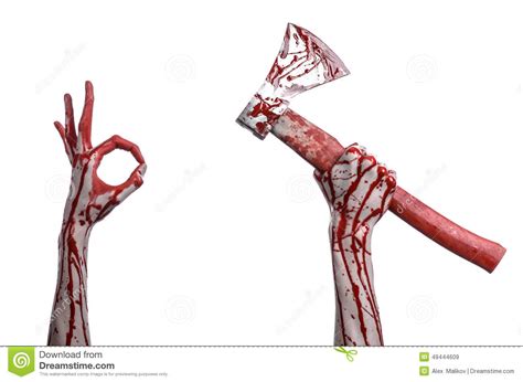 Bloody Halloween Theme: Bloody Hand Holding A Bloody 