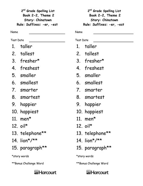 Search Results For Worksheet Spelling List For 2nd Grade