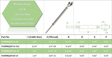 Stainless Steel Hand And Machine Swage Jaw And Life Line Stud Turnbuckle