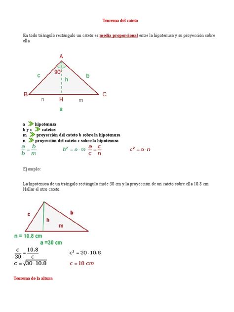 Ejercicios Resueltos Del Teorema Del Cateto Triángulo Geometría Del