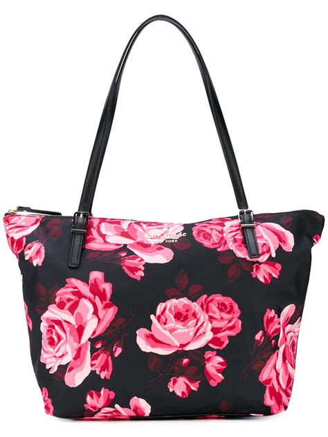 Lyst Kate Spade Floral Print Tote Bag In Black