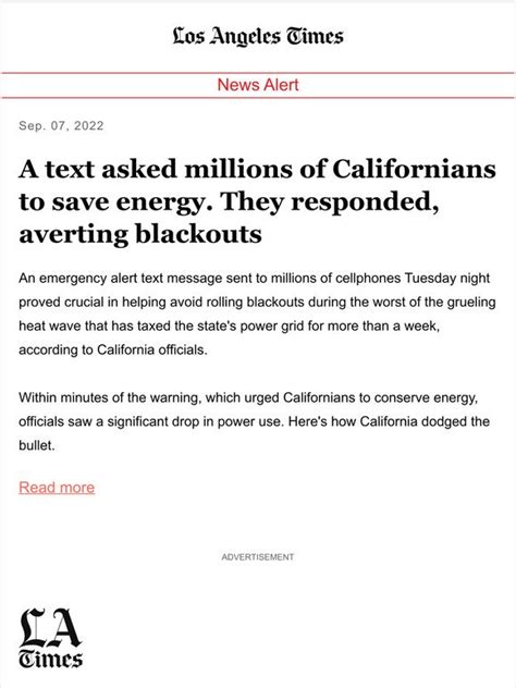 Los Angeles Times A Text Asked Millions Of Californians To Save Energy