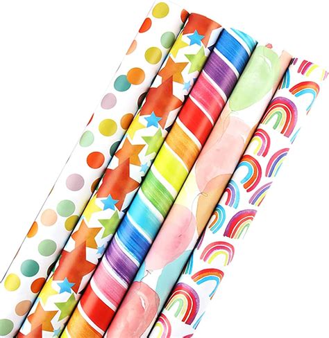 Wrapping Paper Rolls5 Rolls 43cm X 3m T Wrapping Paper Birthday