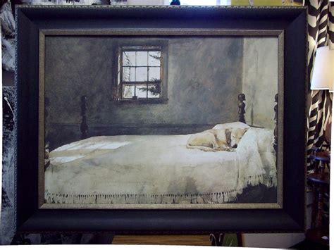 A cat on a bed. Master Bedroom FRAMED Andrew Wyeth yellow lab on bed dog ...