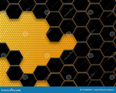 Abstract Black And Yellow Honeycomb Background Stock Illustration