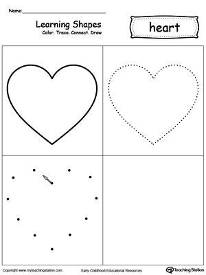 Free reading and math worksheets from k5 learning; Learning Shapes: Color, Trace, Connect, and Draw a Heart ...