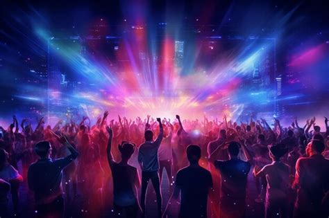 Premium Ai Image Party People Enjoy Concert By Dancing In Nightclub
