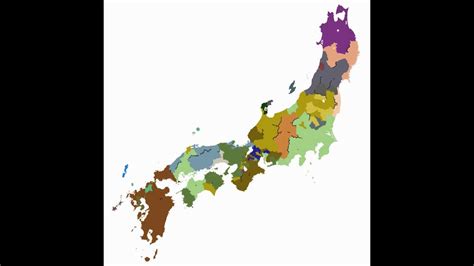 Your lord is at war with at least 3 neighbours. Sengoku map history - Nagao gaining shogun (1467 - 1600) - YouTube