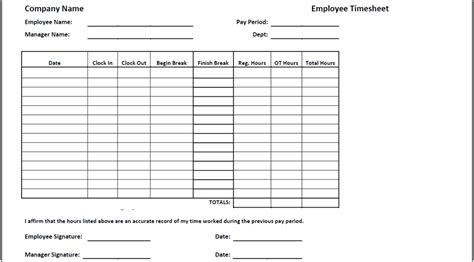 Timesheet Templates - Find Word Templates
