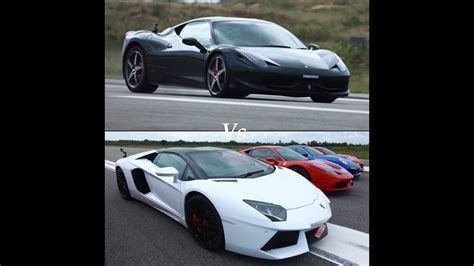 El ferrari 458 italia y el lamborghini aventador son dos modelos espectaculares que a priori no deberían competir en un circuito. FERRARI 458 ITALIA VS LAMBORGHINI AVENTADOR - YouTube