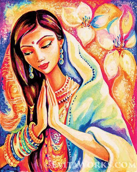 Praying Woman Painting Pray Spiritual Painting Lotus Art