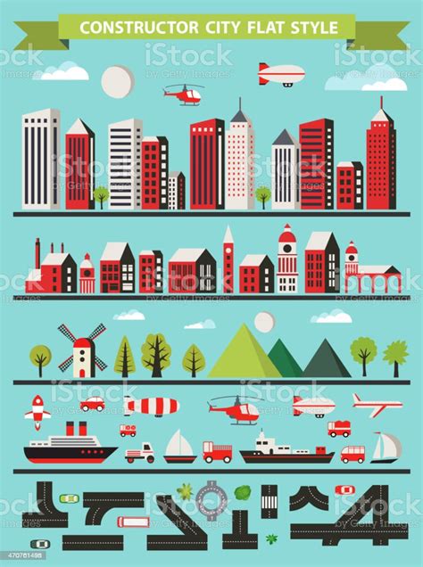 Rows Of Urban Construction Icons Stock Illustration Download Image