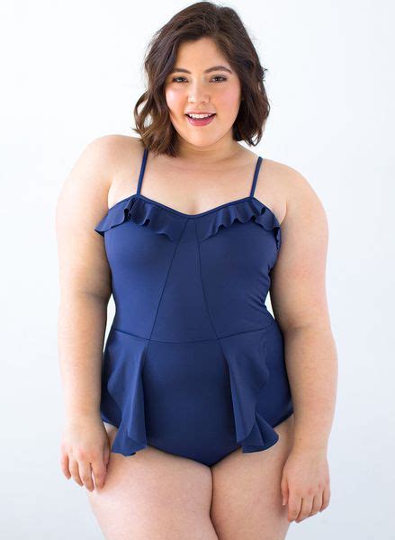 Double Ruffle Navy One Piece Modest Swimsuits Navy One Piece Swimsuits
