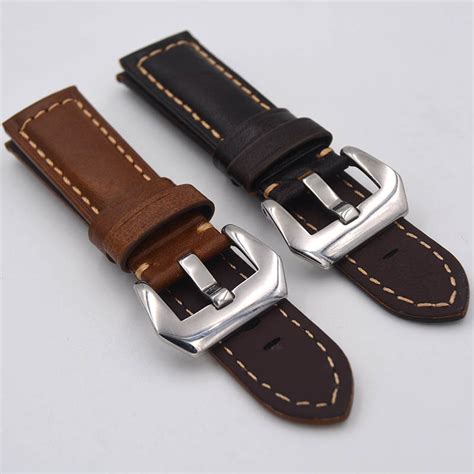 New Genuine Leather Watch Band 22mm 24mm Dark Yellow Brown Calf Cow