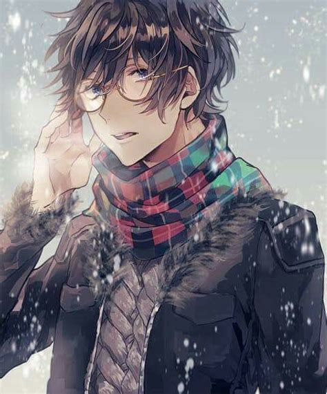 Winter Guy Cold Scarf Glasses Snow Anime Glasses Boy Cute Anime